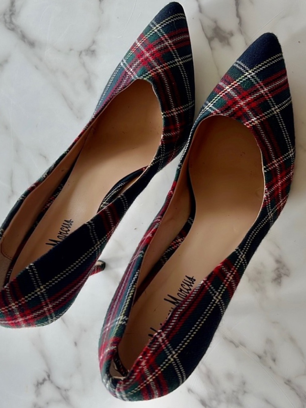 Neiman Marcus Plaid Heels - plaid